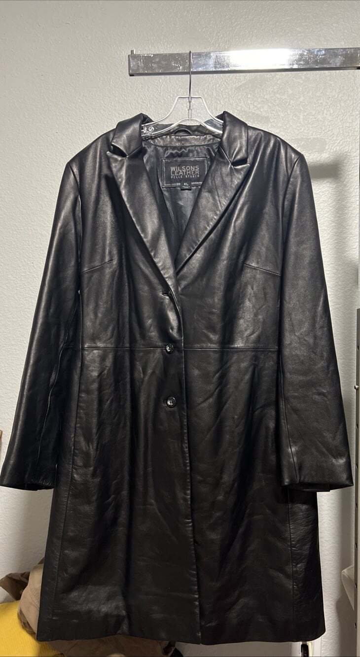 Wilsons Leather Pelle Studio Black Womens Leather Coat Thinsulate Lined Size XL